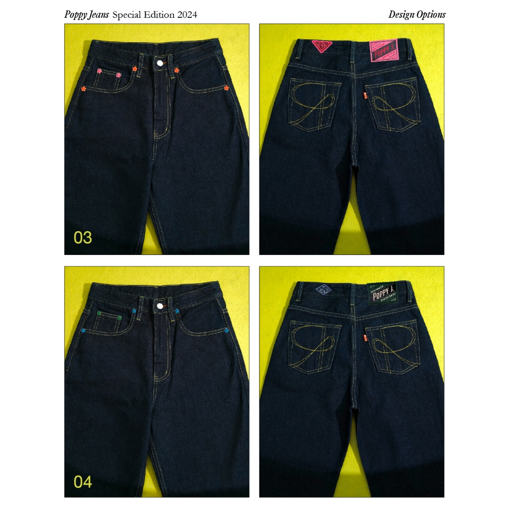 RYA Poppy Jeans Special Edition 2024 กางเกงยีนส์เอวสูง ขากระบอก สีเข้ม แต่งอะไหล่สีๆ และป้ายสี ราคา ถูกที่สุด ดีลบีเคเค แกลเลอรีภาพที่ 5