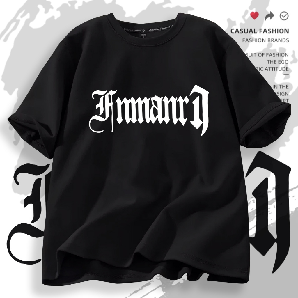 D573เสื้อยืดแขนสั้น ผ้านุ่มยืดได้ใส่สบายฯ ลายแฟชั่นนานาชาติ ปลีก-ส่ง
