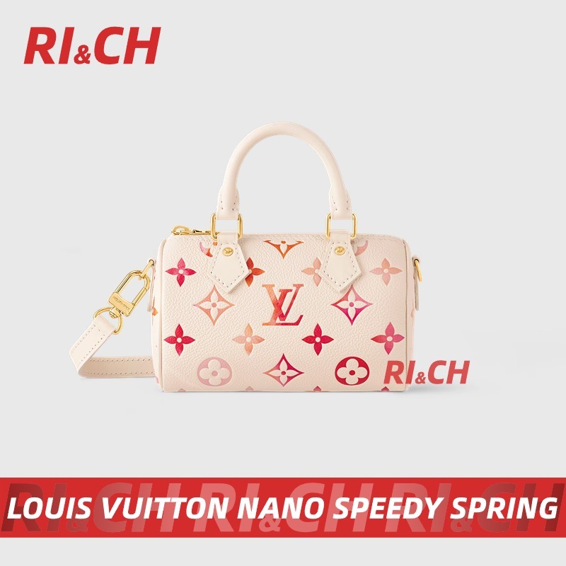 2024 SPRING🆕Louis Vuitton LV กระเป๋ารุ่น Nano Speedy สี Sunrise Aquarelle #Rich ราคาถูกที่สุดใน Shop