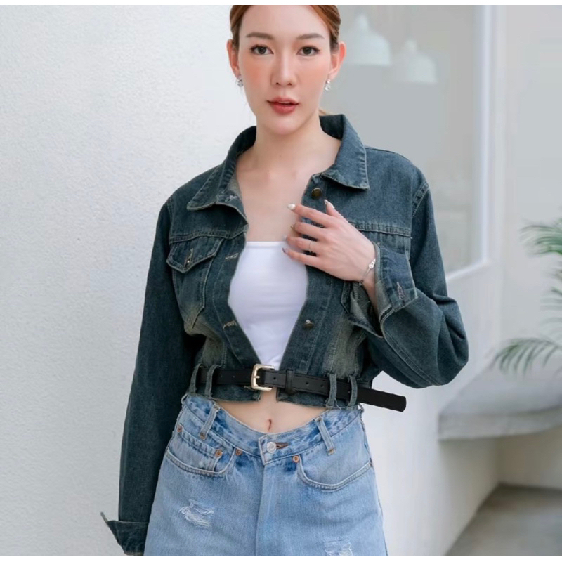 New jacket เสื้อยีนส์ผู้หญิงแต่งฮู้ดเพิ่มความน่ารัก ฟรีไซส์ ใส่คลุมได้ทุกโอกาส พร้อมส่ง