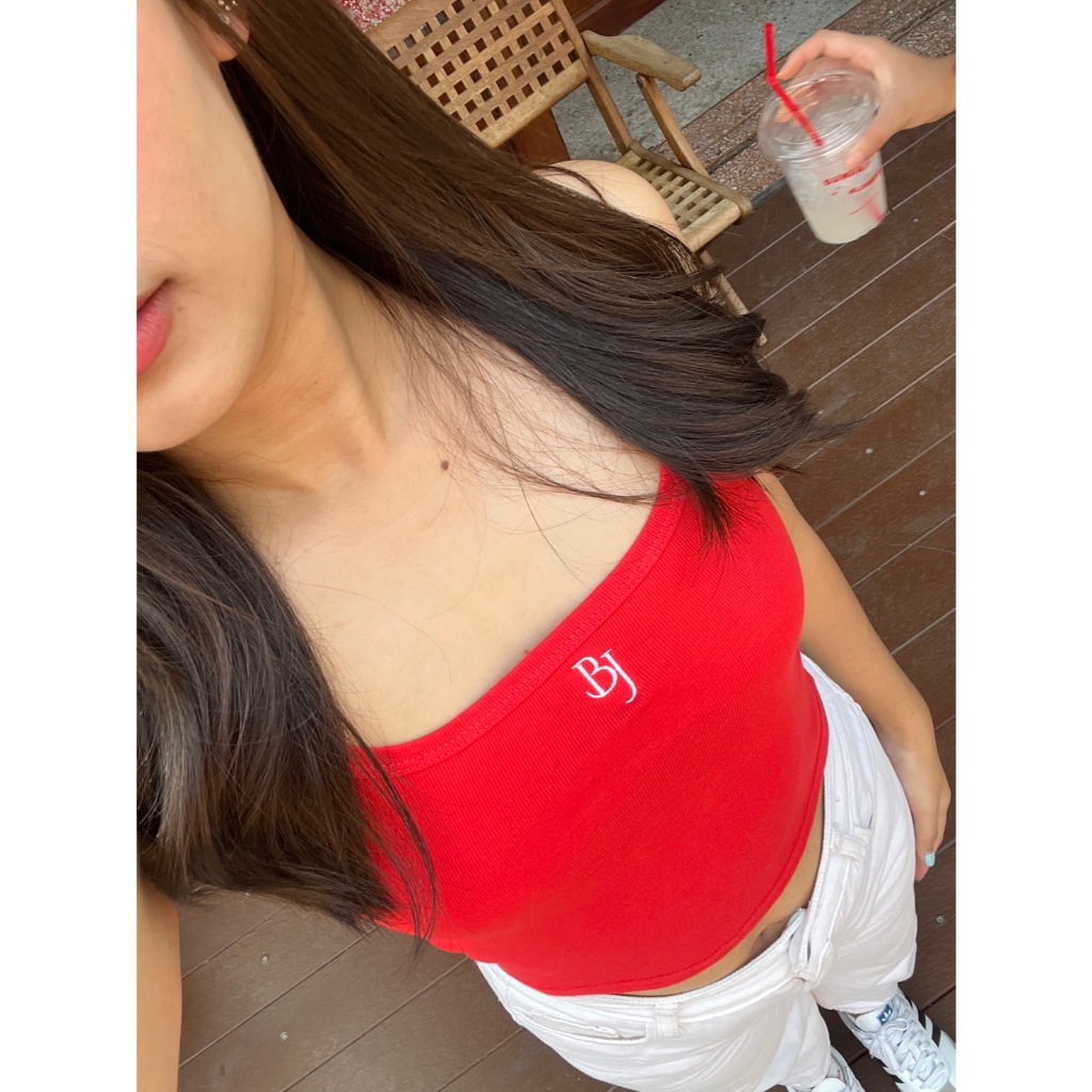 BABEJUB.X I Mini Tank top ครอปกล้ามสีพื้น ตัวสั้น ปักกลางอก