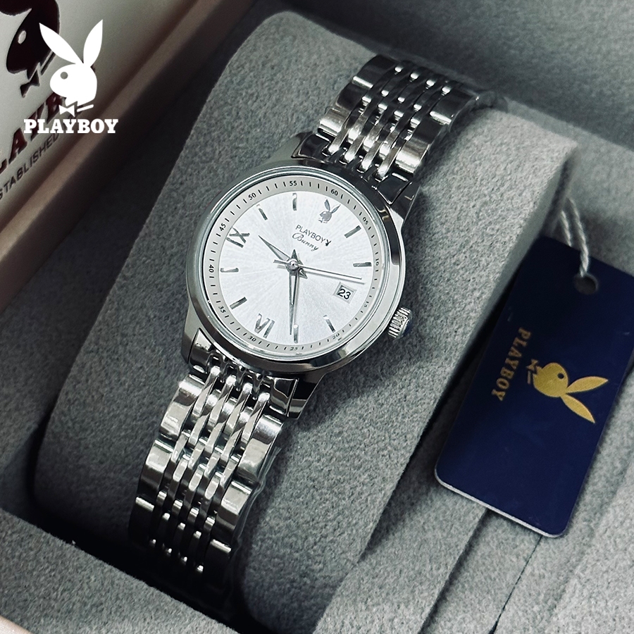 PLAYBOY สปอตสินค้า นาฬิกาข้อมือผู้หญิงกันน้ำ  Designer Watch ของแท้ แฟชั่น สีดำ ทอง เงิน รับประกัน 3 ปี 100% ของแท้