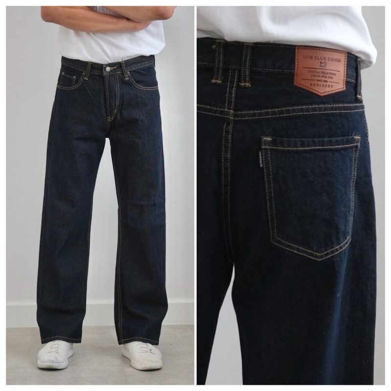 Loose-fitกางเกงยีนส์ทรงกระบอกขาตรงผ้าไม่ยืดใส่สบายผ้ายีนส์เกรดPremium100%cotton