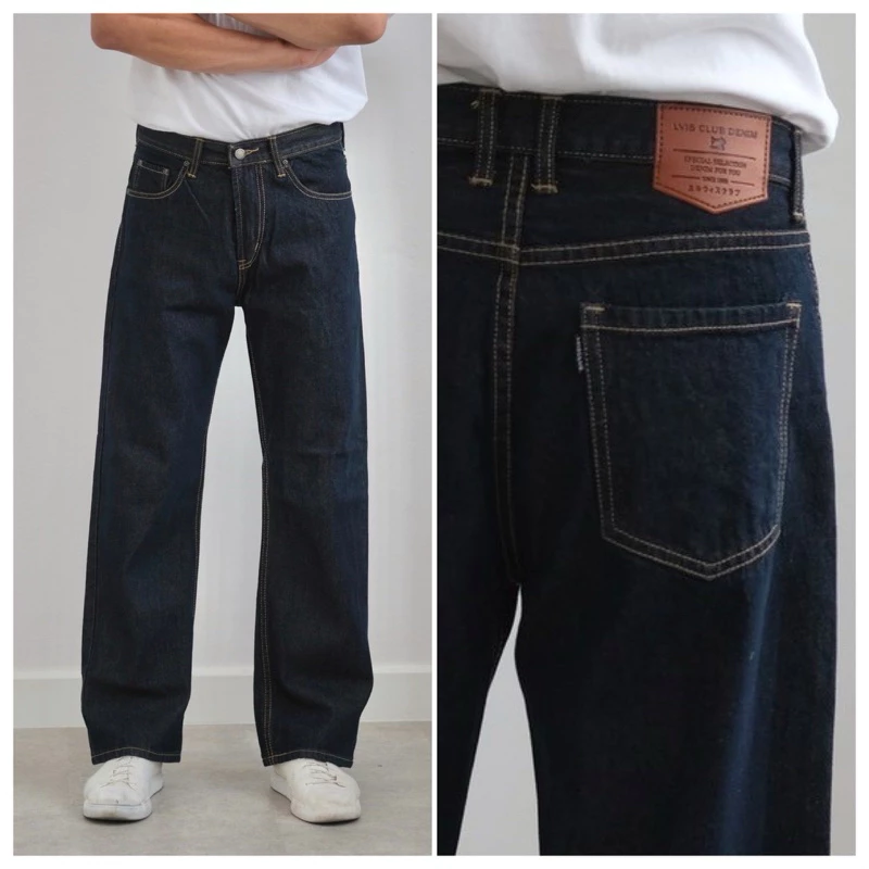 Loose-fitกางเกงยีนส์ทรงกระบอกขาตรงผ้าไม่ยืดใส่สบายผ้ายีนส์เกรดPremium100%cotton
