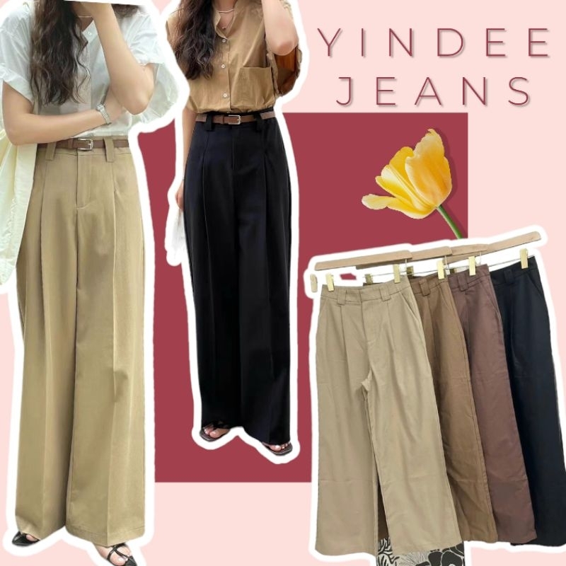 XMY-8297 งานสั่งทำ+ผ้าทิ้งตัว [S,M,L,XL]กางเกงทรงกระบอก ผ้าเวสปอย เอวสูง เย็บตะเข็บเรียบร้อย งานคุณภาพดี