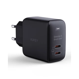 AUKEY PA-B4T หัวชาร์จเร็ว 45W GaN PD/PPS ชาร์จ 2 ช่อง สำหรับ iPhone 17 / Samsung / MacBook พกพาสะดวก