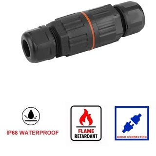 ขั้วต่อสายไฟกันน้ำ คอนเนคเตอร์กันน้ำ ข้อต่อกันน้ำ IP68 outdoor 2P 3P Waterproof Connector กันฝน กันแดด ติดตั้งภายนอก