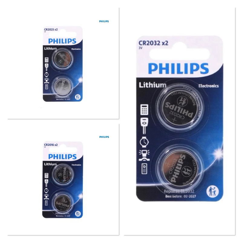 Philips แพค2ก้อน CR2032/CR2025/CR2016 Lithium 3V ของแท้