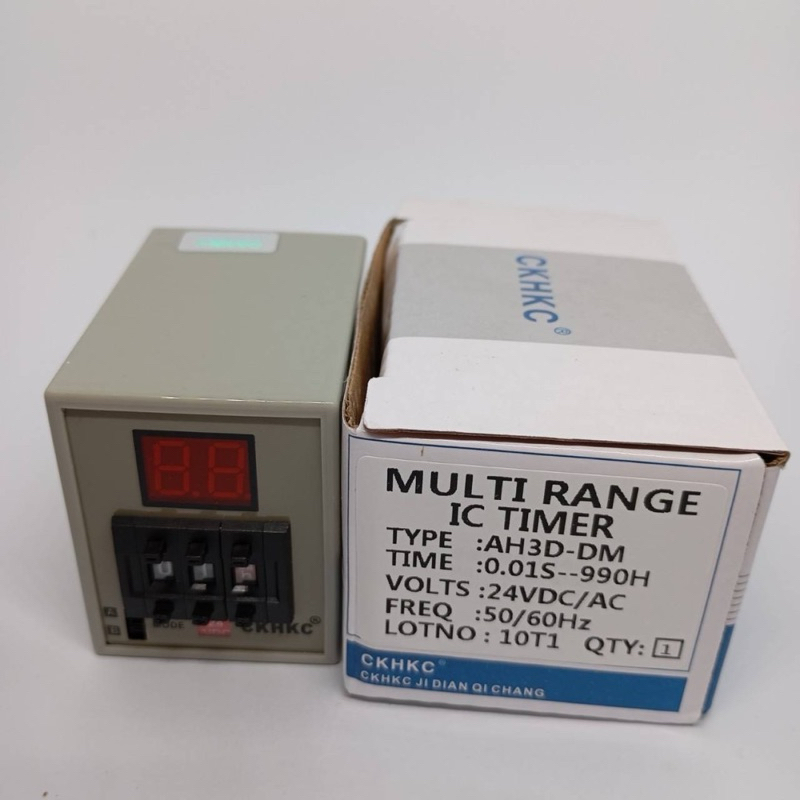 ไทเมอร์ดิจิตอล AH3D-DM 24vdc ถ่ายจากงานจริง AH3D-DM 24VDC/AC( แถมฟรีซ็อกเก็ต ) ไทมเมอร์ TIMER คุณภาพ