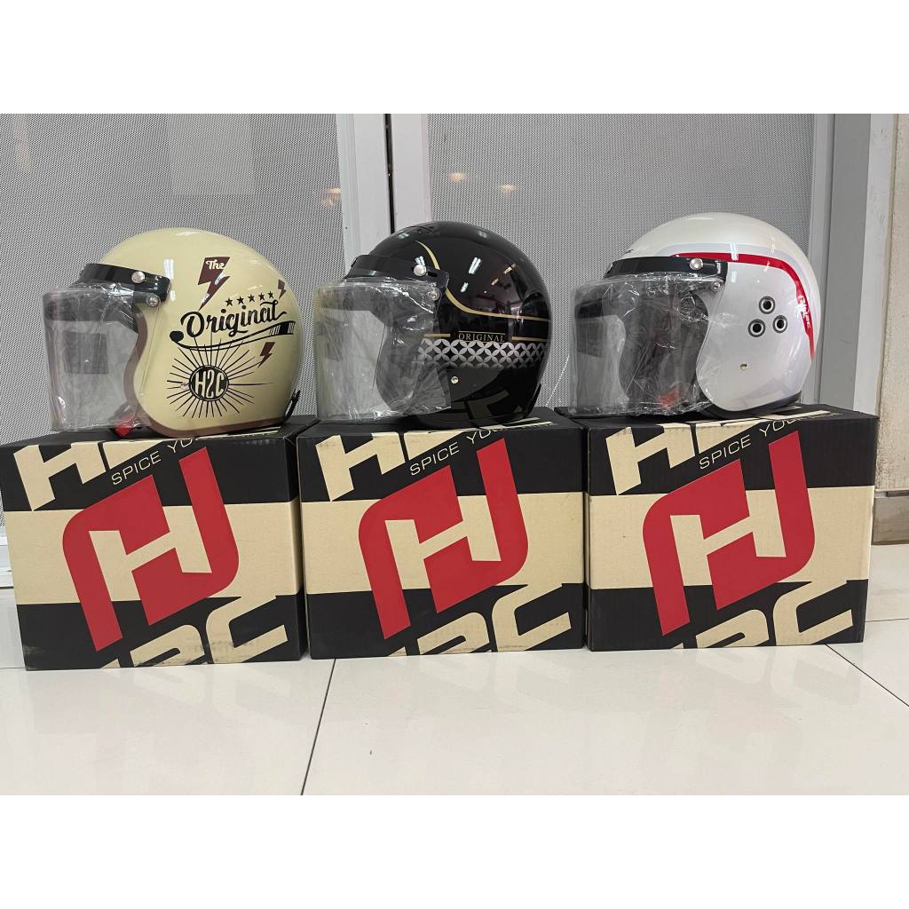 หมวกกันน็อกเปิดหน้า H2C แบรนด์แท้ หมวกเต็มใบแบบเปิดหน้า ขนาด60ซม (size 60 cm ) OPEN FACE HELMET ORIGINALขนาด1,200กรัม