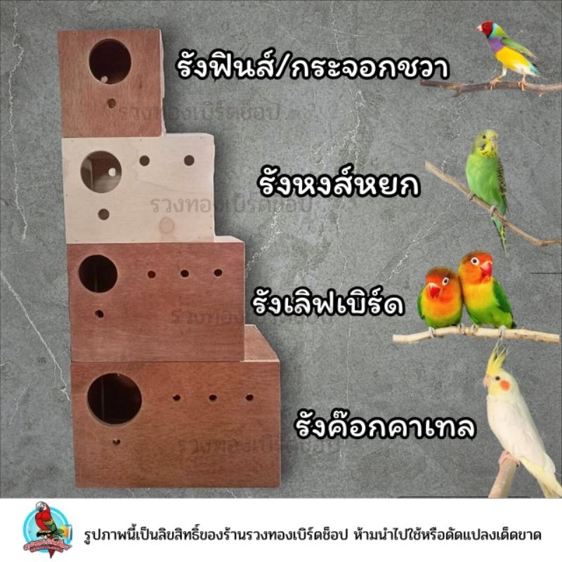 กล่องนก กล่องเพาะนก รังนก บ้านนก รังเพาะนกแก้วสำหรับนก ฟินส์, หงส์หยก ,ฟอพัส ,เลิฟเบิร์ด ,ค๊อกคาเทลมีหลายขนาดให้เลือก