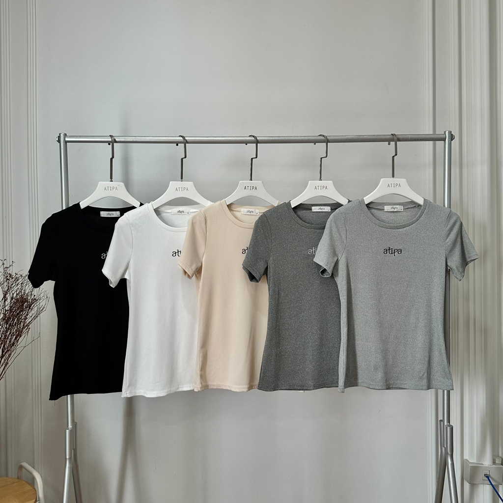 Atipashop - BLAINE RIB T-SHIRT เสื้อยืด แขนสั้น คอกลม