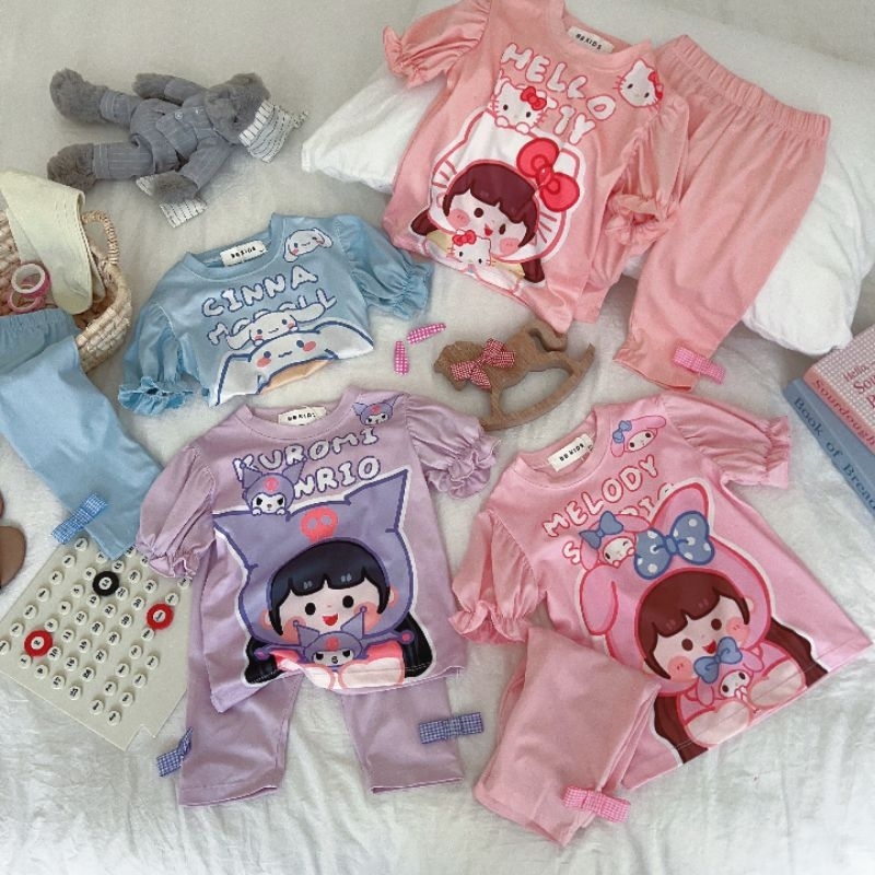 ชุด​เด็ก​ผู้หญิง​(เสื้อ+กางเกง3-4​ส่วน)​ป้ายBB​kids