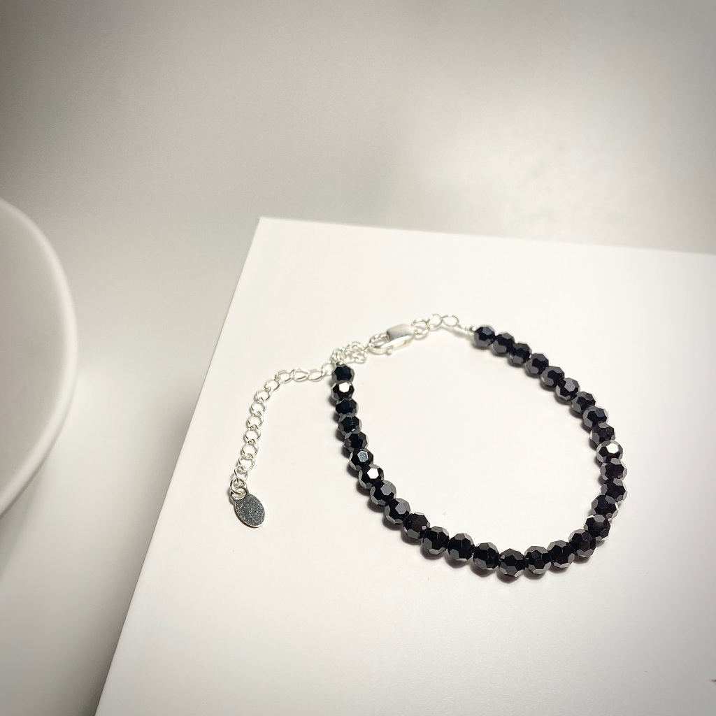 SERENA สร้อยข้อมือหินแท้ นิลดำ (Black Onyx) 4.5mm with Silver 925