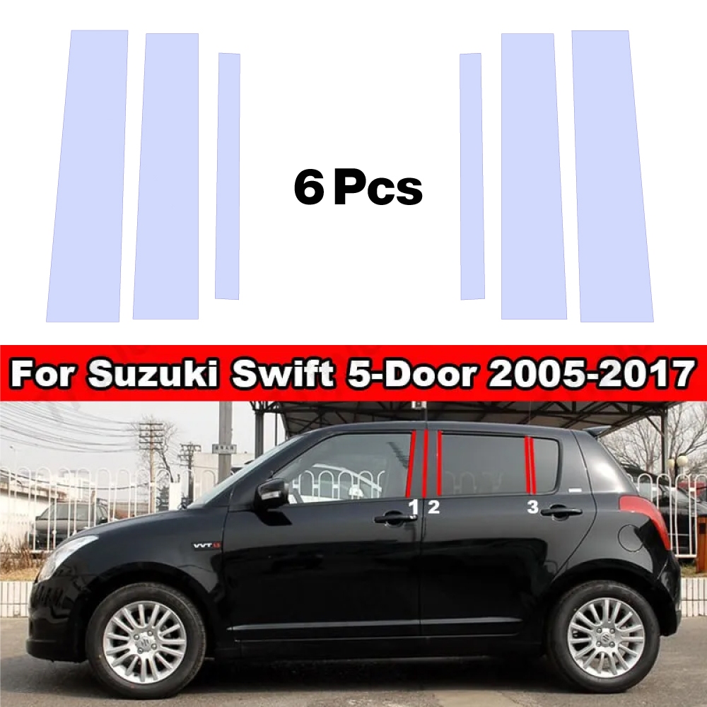 Suzuki-Swift (2005-2017) สติกเกอร์คาร์บอนไฟเบอร์คาร์บอนเสากลางหน้าต่าง  ตกแต่งสำหรับ Suzuki-Swift