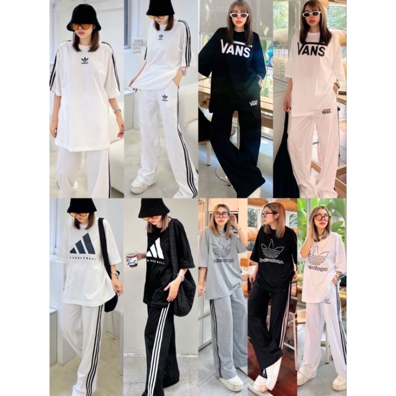 เซทเสื้อยืดคอกลมแขนสั้นทรง oversize