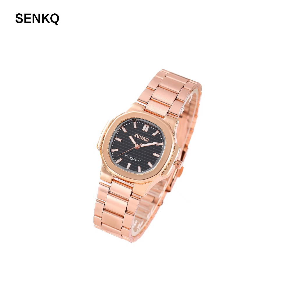 Senkq นาฬิกาผู้ชาย แฟชั่น กันน้ํา นาฬิกาผู้หญิง สายสแตนเลส สีโรสโกลด์ รุ่น LH-G32