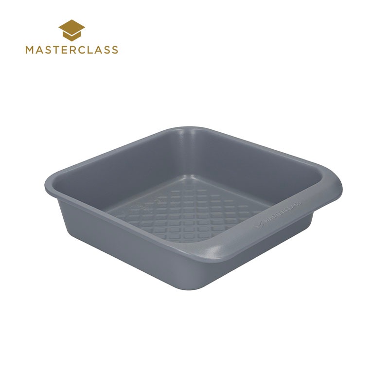 MasterClass Smart Ceramic Square Baking Tin / Loaf Tin with Robust Non-Stick Coating, Carbon Steel, 23cm x 23cm / 23cm x 15cm - Grey