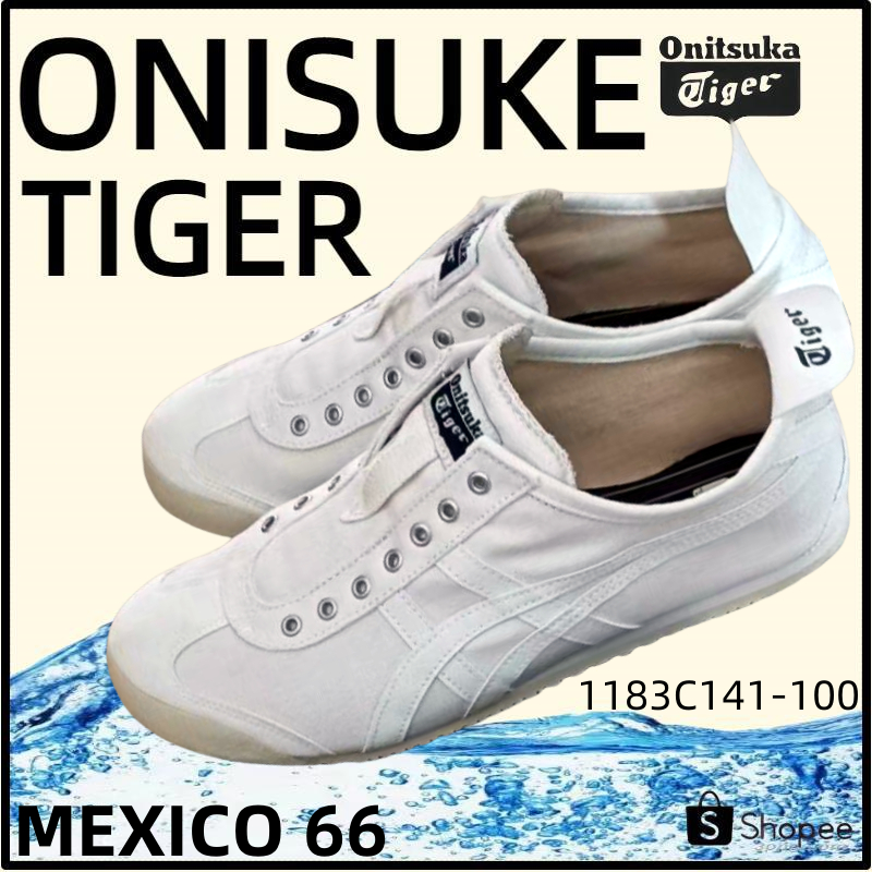 【ของแท้ 100%】Onitsuka Tiger Mexico 66 โอนิซึกะไทเกอร์ White 1183C141-100 Low Top slip-on Unisex Sneakers