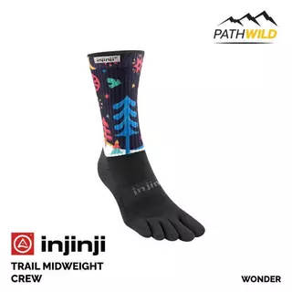 INJINJI TRAIL MIDWEIGHT CREW XTRALIFE ถุงเท้าแยกนิ้ว เหมาะกับการวิ่งระยะยาว ช่วยลดการเสียดสีระหว่างนิ้วเท้า