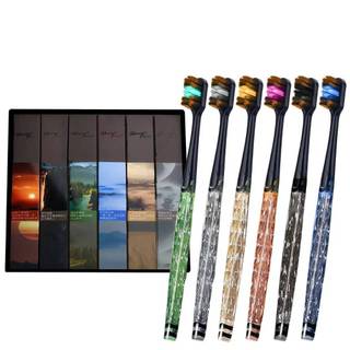 แปรงสีฟันเซ็ต แปรงสีฟันขนนุ่ม สำหรับผู้ใหญ่หรือคู่รัก พกพาสะดวก หัวแปรงละเอียดอ่อนนุ่ม 6 สี (1กล่อง6ด้าม