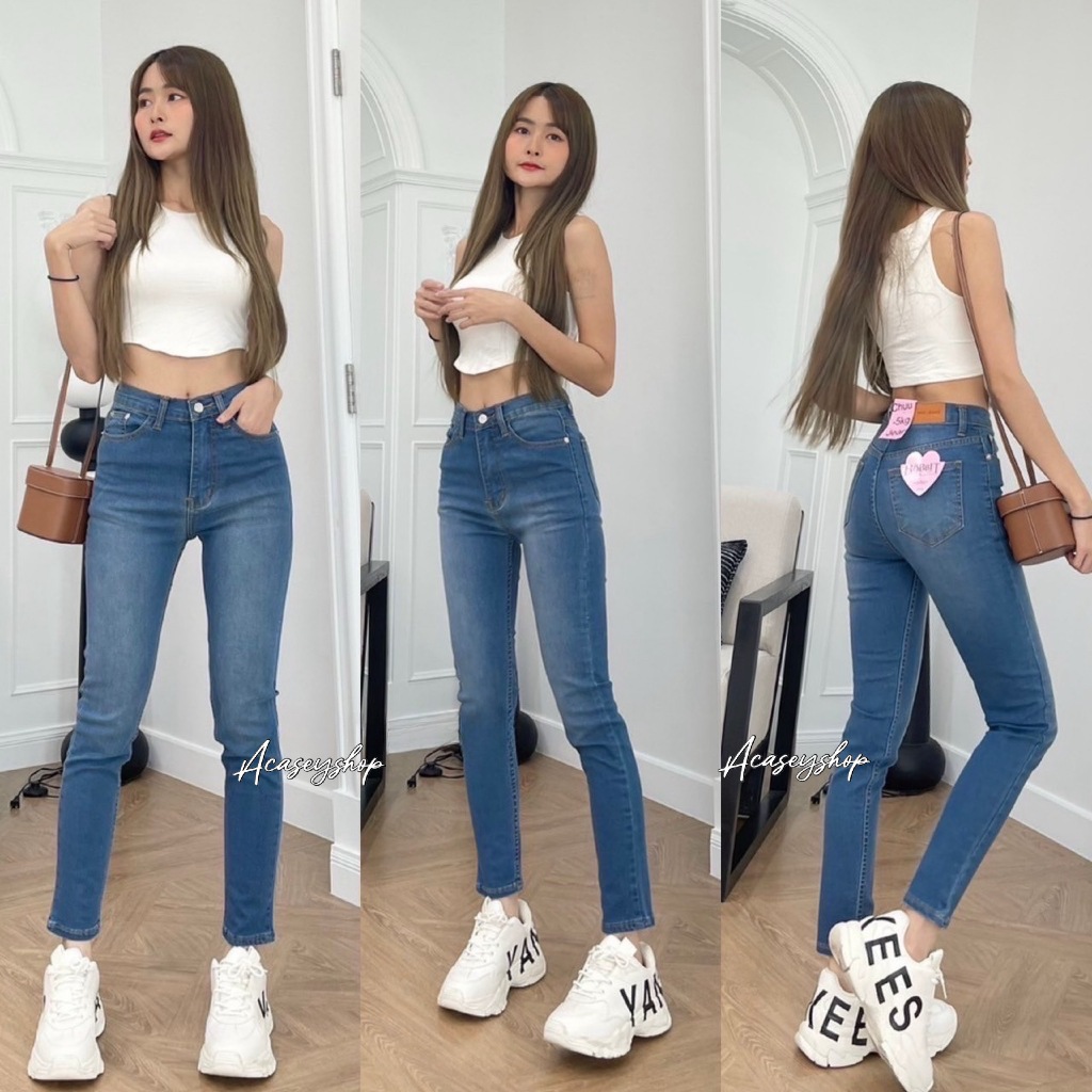 Acasey กางเกงยีนส์ผู้หญิง ขายาว ขาเดฟ Skinny jeans ผ้ายืด Chuu5kg ไซส์ S - 38 - รูปที่ 3