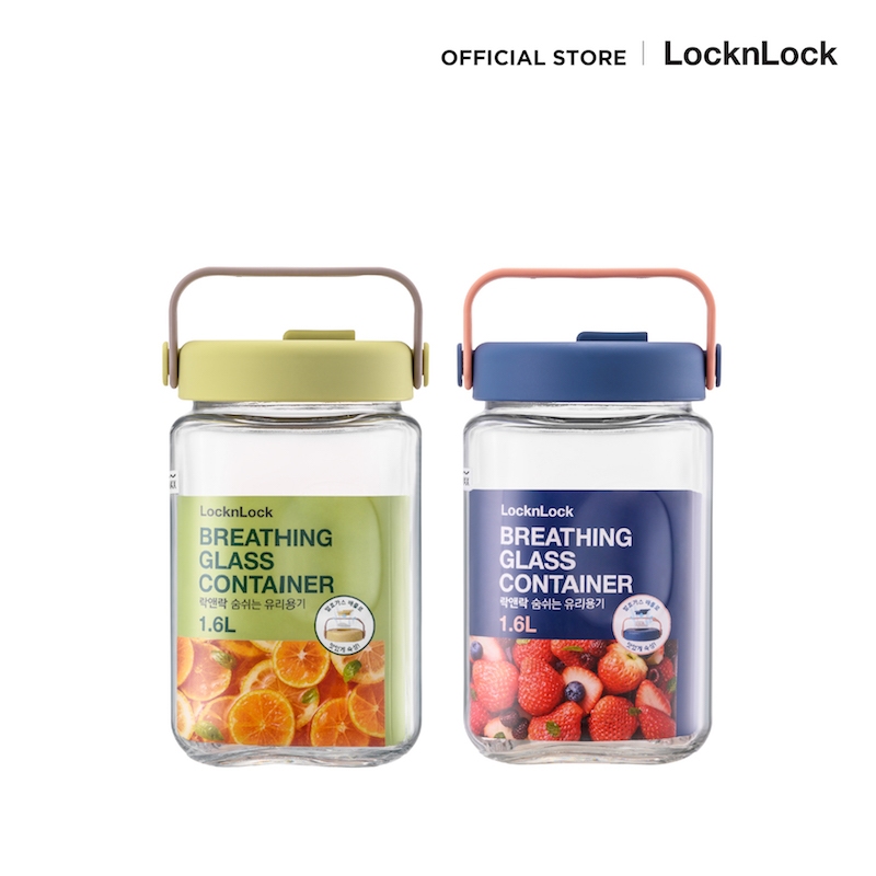 LocknLock ขวดโหลแก้วถนอมอาหาร พร้อมหูหิ้ว Breathing Glass Container ความจุ 1.6 L. รุ่น LNG552