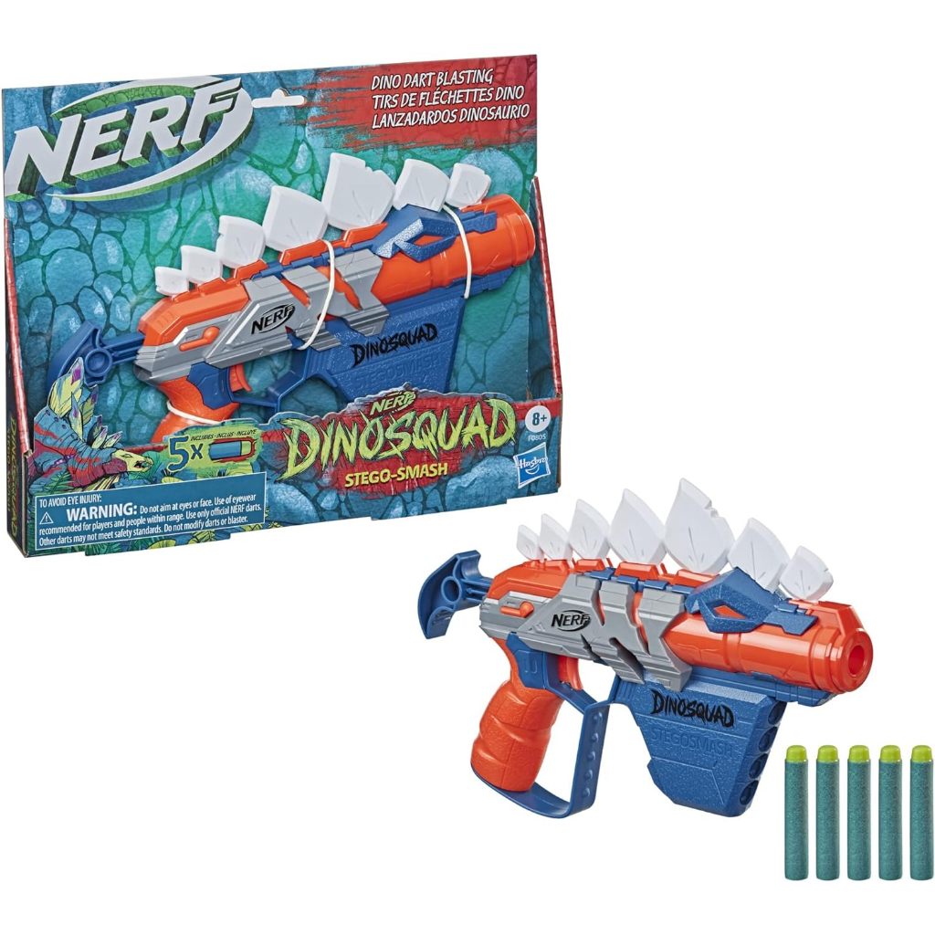 Nerf DinoSquad Stego-Smash Dart Blaster, 5 Nerf Elite Darts