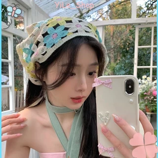 [จัดส่งจากไทย] ผ้าโพกศีรษะทรงสามเหลี่ยม สไตล์เกาหลี ฤดูร้อน เหมาะสำหรับใส่เที่ยวและถ่ายรูปทะเล