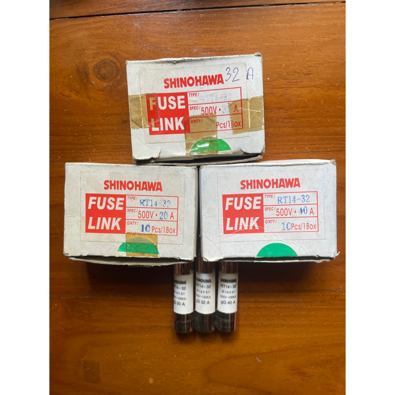 RT14-32 - SHINOHAWA - ฟิวส์หลอดกระเบื้อง - 500V 20A,32A,40A