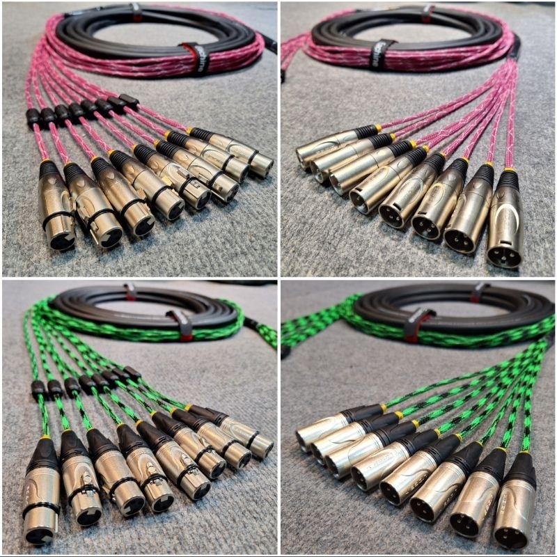 สายมัลติคอร์ชุดกลอง 8 คอร์ เข้ามิกซ์30เซน ไมค์2เมตร ถักสวยๆ LIDGE XLR ผู้8เมีย8 เลือกสีได้ หุ้มตัวกันสัญญาณรบกวน