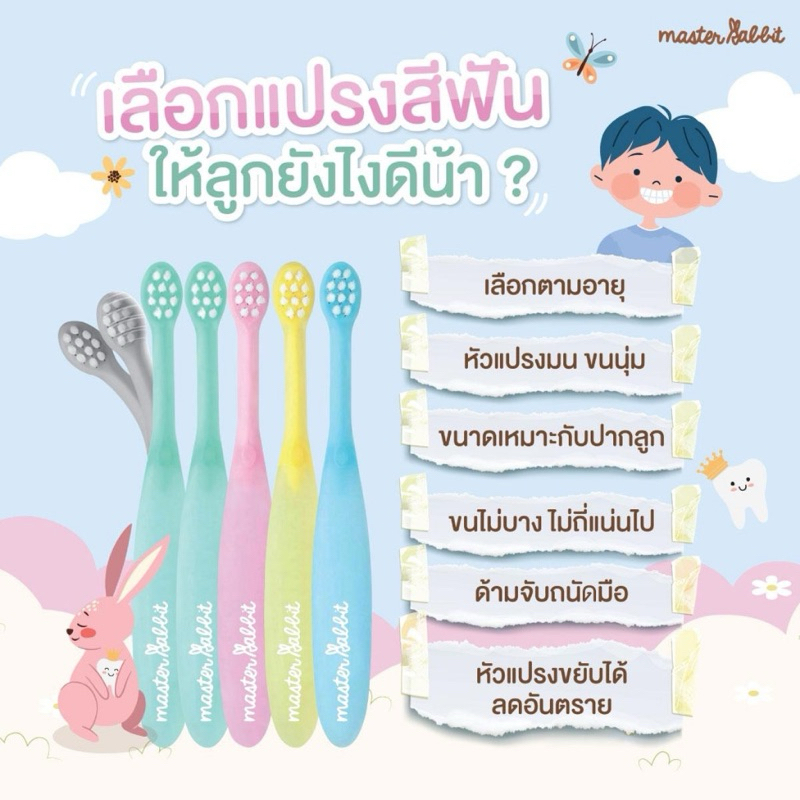 มาสเตอร์ แรบบิท (Master rabbit)แปรงสีฟันเด็ก หัวแปรงงอได้ นุ่ม ปลอดภัย - รูปที่ 5