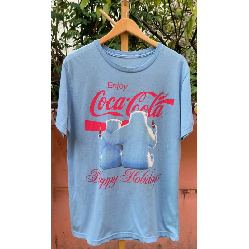 เสื้อยืดวินเทจ Coca cola (มือสอง) size L 21.5"/28" cotton100%
