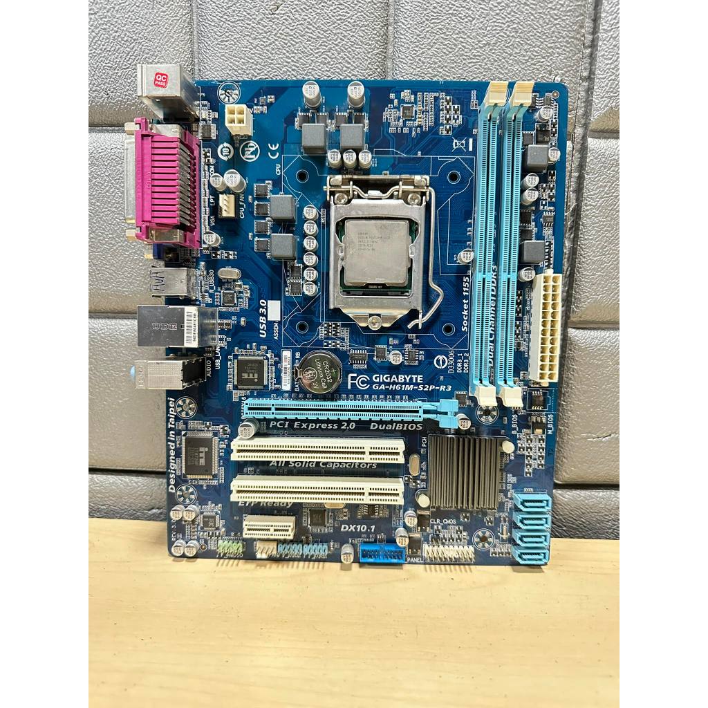 เมนบอร์ด LGA1155 GIGABYTE GA-H61M-S2P-R3 รองรับเจนที2-3  มือสองสภาพดี รองรับ USB 3.0 หน้าและหลัง แถมฟรี CPU I3