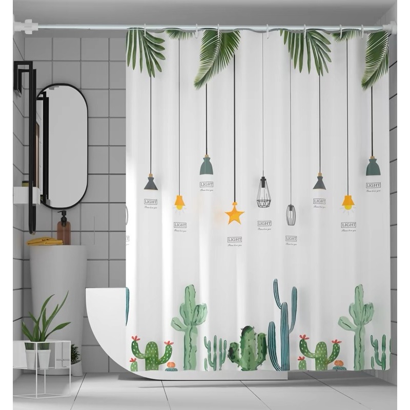 ม่านห้องน้ำ 180*180cm เนื้อพลาสติกหนา กันเชื้อราทนทาน กั้นห้อง