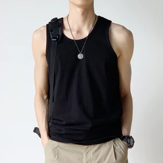 ผู้ชายโพลีเอสเตอร์ธรรมดา Sando Slim Fit เสื้อกั๊กด้านบนมัสลินกล้ามเนื้อพื้นฐาน