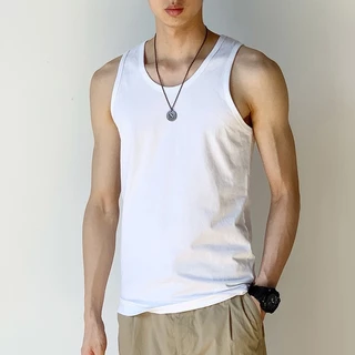 ผู้ชายโพลีเอสเตอร์ธรรมดา Sando Slim Fit เสื้อกั๊กด้านบนมัสลินกล้ามเนื้อพื้นฐาน