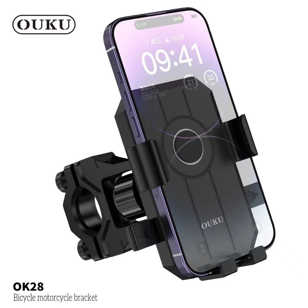 OUKU OK28 ที่จับโทรศัพท์มือถือติดมอเตอร์ไซค์ จักรยาน แบบติดแฮนด์ Carholder ขาตั้งโทรศัพท์ สำหรับมือถือหน้าจอ 4.5-6.7นิ้ว