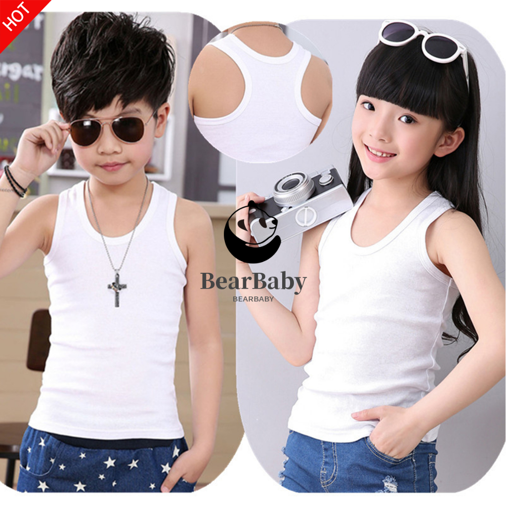 เสื้อกล้ามเด็ก เสื้อเเขนกุดเด็กโต สีพื้น ผ้าฝ้าย ไซส์ใหญ่เด็กโต ใส่ทั้งได้ชายเเละหญิง