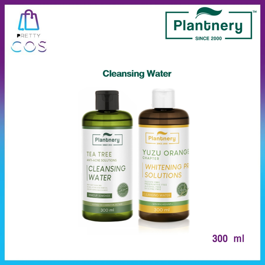 (คลีนซิ่ง) Plantnery Tea Tree & Yuzu Cleansing Water 300ml. คลีนซิ่ง ที ทรี & ยูซุ เช็ดทำความสะอาดเค