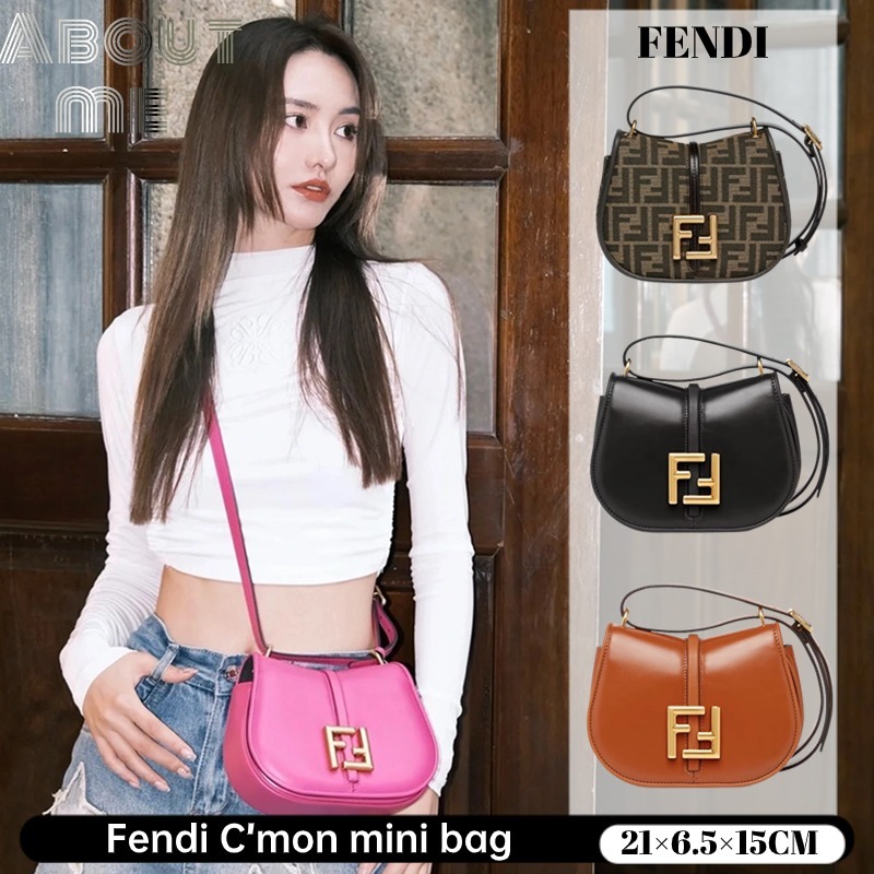 👜เฟนดิ Fendi C’mon mini bag  กระเป๋าสะพายข้างผู้หญิง FF กระเป๋าสะพายข้างผู้หญิง