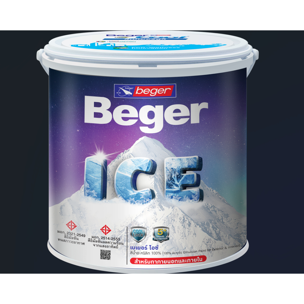 Beger ICE เบเยอร์ ไอซ์ 3.78 ลิตร ทาภายนอกและภายใน ชนิดกึ่งเงา/ชนิดด้าน สีบ้านเย็น สีทาบ้านถังใหญ่ ทนร้อน สีสั่งผสม