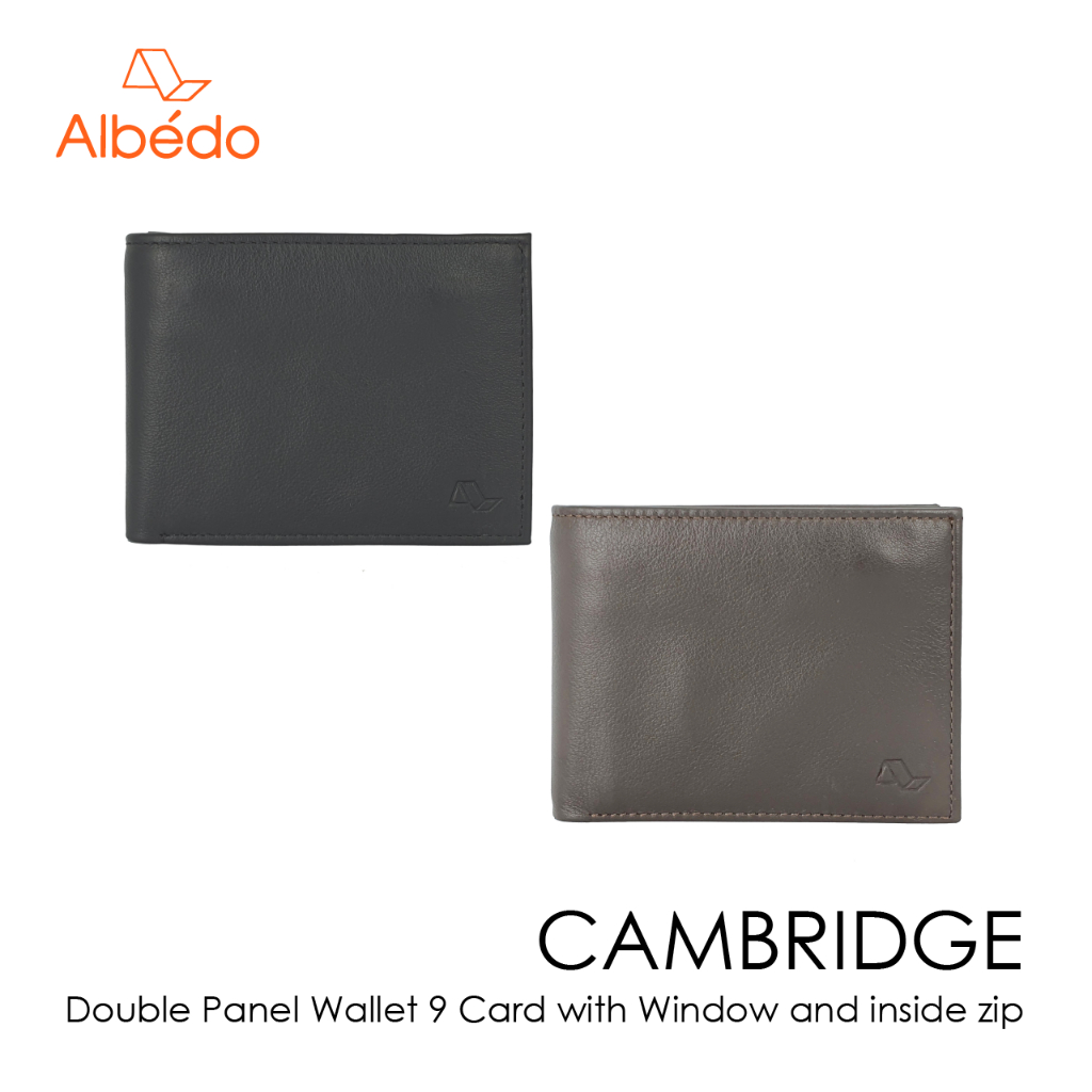 [Albedo] CAMBRIDGE DOUBLE PANEL WALLET 9 CARD WITH WINDOW AND INSIDE ZIP กระเป๋าสตางค์ หนังแท้ รุ่น CAMBRIDGE-CB04699/79