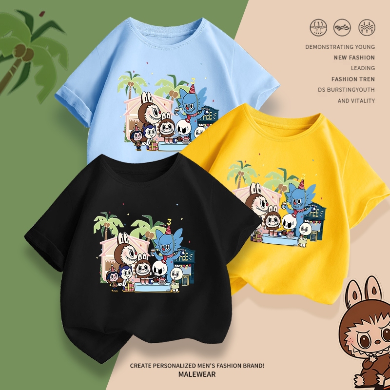 H794เสื้อยืดเด็กแขนสั่งลายLABUBU.ผ้านุ่นใส่สบายทั้งเด็กชายกับเด็กหญิง