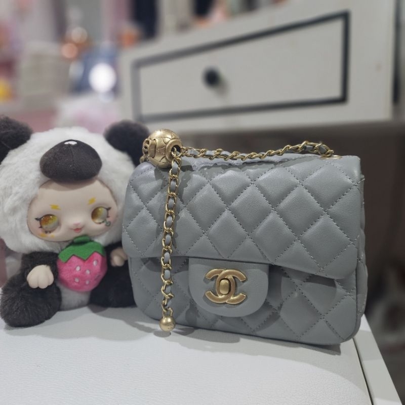 Chanel ลูกตุ้ม 7 นิ้ว กระเป๋าหนังแท้มือสองงานตู้ญี่ปุ่น