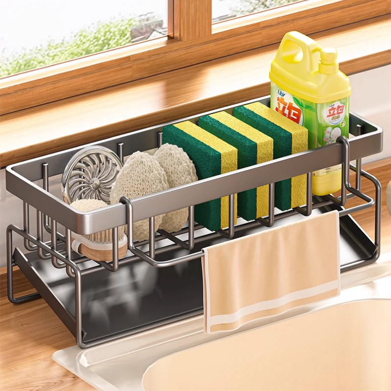 ที่วางฟองน้ํา สแตนเลสแท้ 304 ชั้นวางของในครัว ชั้นวางของสแตนเลส ชั้นวางอุปกรณ์ล้างจาน hiday