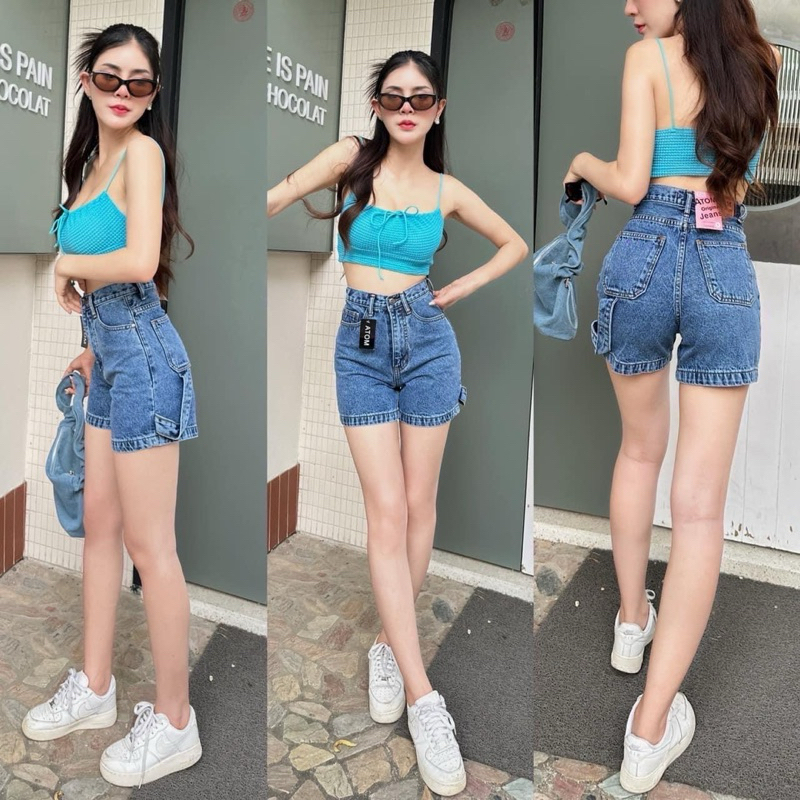 Atom jeans กางเกงยีนส์ขาสั้นคาร์โก้