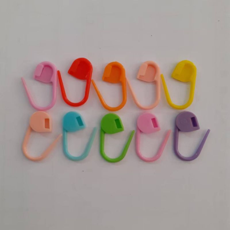 เข็มกลัดพลาสติกสำหรับมาร์คตำแหน่งชิ้นงานถักโครเชต์(10ชิ้น)