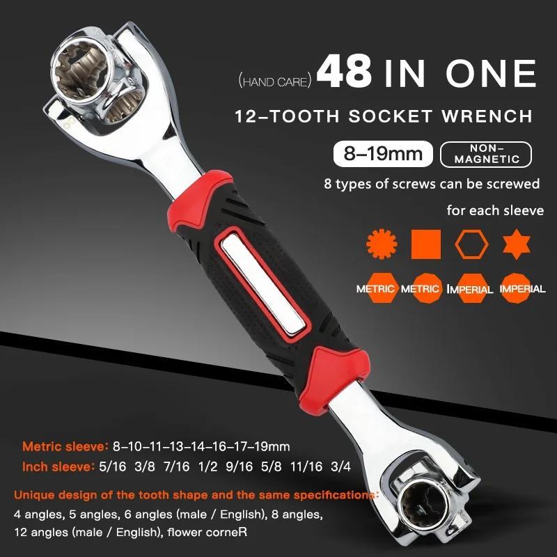 48ใน1ประแจอเนกประสงค์หมุนได้ 360องศาสลักเกลียวแขนเดียวเฟอร์นิเจอร์ประแจที่ซ่อมรถอุปกรณ์ทำมือ