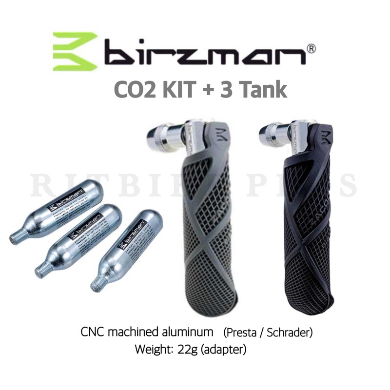 (โค๊ดส่วนลด) สูบพกพา CO2 BIRZMAN CO2 KIT พร้อมหลอด Refil 3 หลอด ใช้กับวาล์วแบบ AV และ FV ได้ สูบลมจักรยาน
